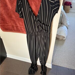 Express medium Black and White Pinstripe Jumpsuit